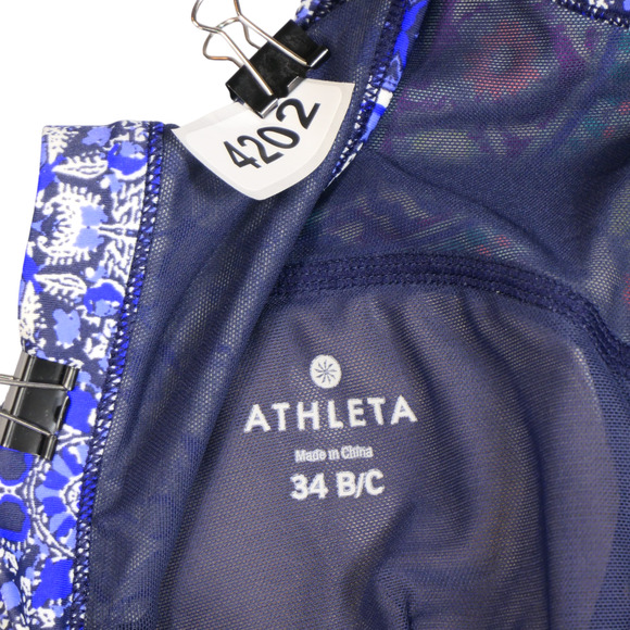 Athleta Blue Baja Bra High Neck Bikini Top Size 34 B C Criss Cross Underwire - Picture 10 of 10